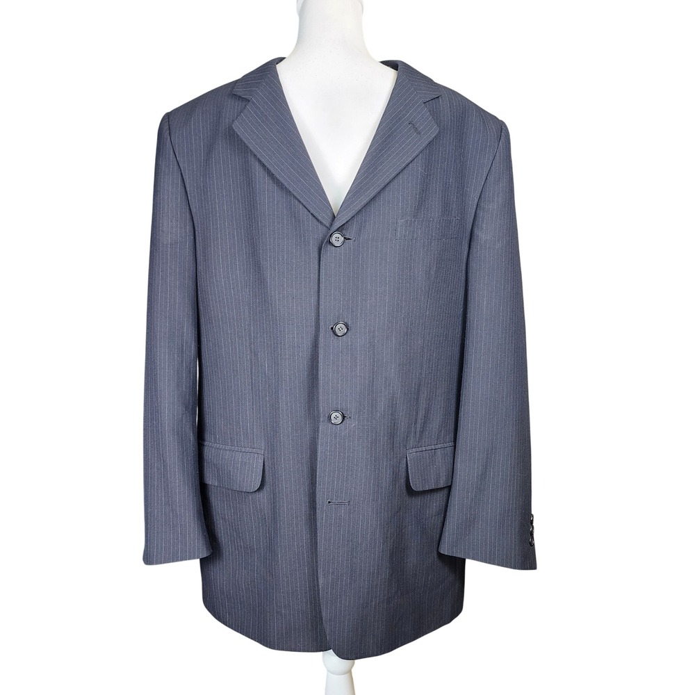 Dario di Napoli Pinstripe Jacket Blazer Mens 42L Charcoal Gray Office Work Event